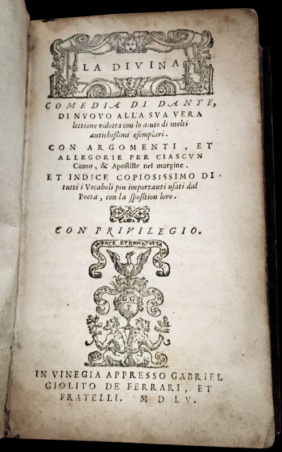Édition de 1555 de LA Divine Comédie.
